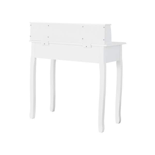 Large Storage Space with 4 Drawers, Secretary Table Computer Desk Writing Table with Detachable Tabletop Organizer, Suit for Home and Office Use (White)