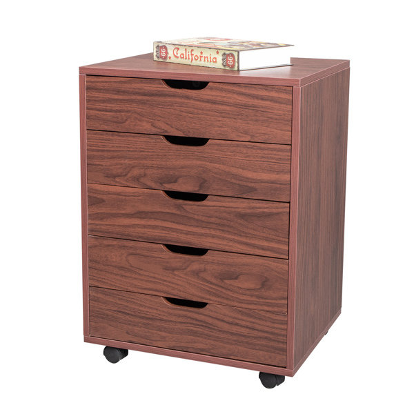 Five Drawers MDF With PVC Wooden File Cabinet Brown