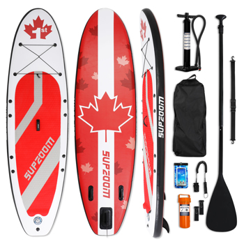 SUPZOOM Red Leaf Inflatable 10\\'6×32\\"×6\\" SUP for All Skill Levels Everything Included with Stand Up Paddle Board, Paddle, Hand Pump, ISUP Travel Backpack, Leash, Waterproof Bag, Repair Kit