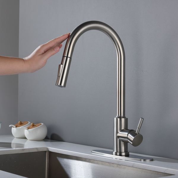 Touch Kitchen Faucet with Pull Down Sprayer-Brushed Nickel