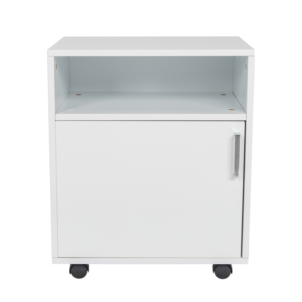 Single Door Three-Layer MDF With PVC Wooden Filing Cabinet White