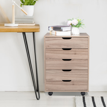 Five Drawers MDF With PVC Wooden File Cabinet Gary