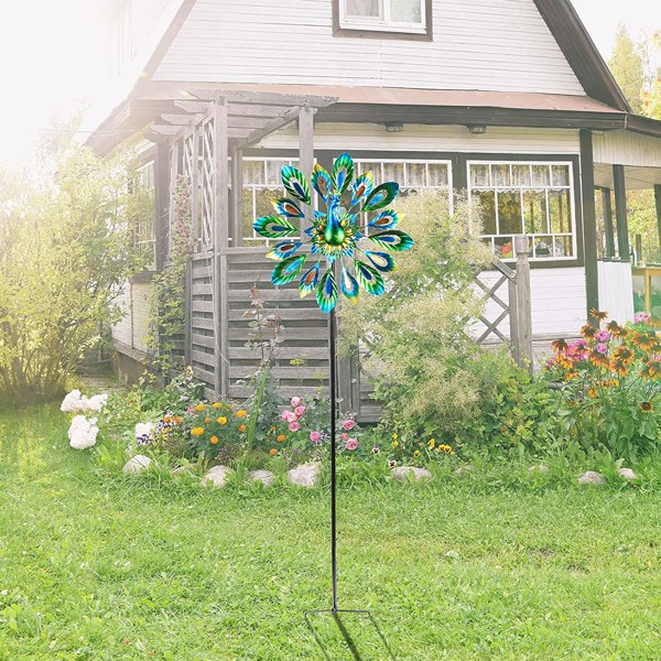 Artisasset 37.5*5*131cm Iron Multicolored Rotatable Courtyard Windmill