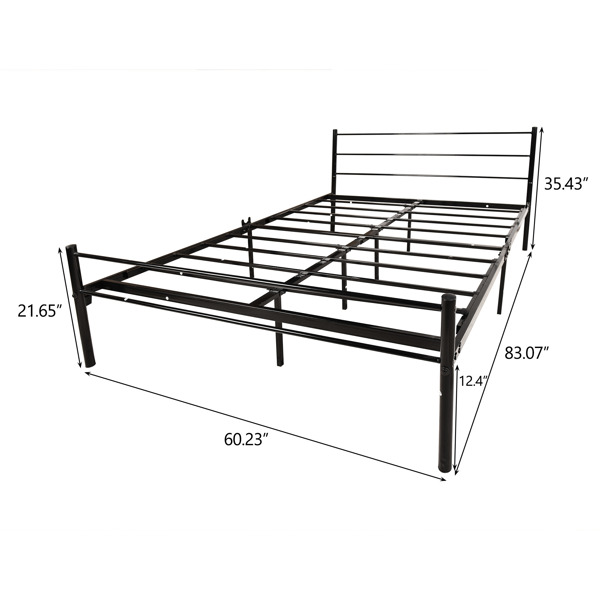Metal platform bed frame with headboard/no box spring needed/easy to assemble, Queen Black