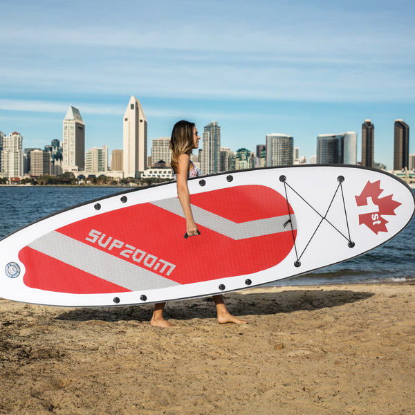 SUPZOOM Red Leaf Inflatable 10'6×32"×6" SUP for All Skill Levels Everything Included with Stand Up Paddle Board, Paddle, Hand Pump, ISUP Travel Backpack, Leash, Waterproof Bag, Repair Kit