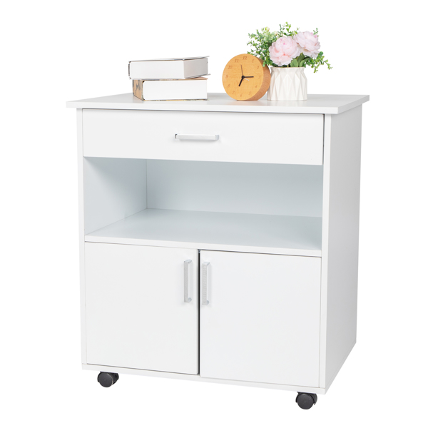 One Drawer One Layer Frame Double Doors MDF And PVC Wooden Filing Cabinet White