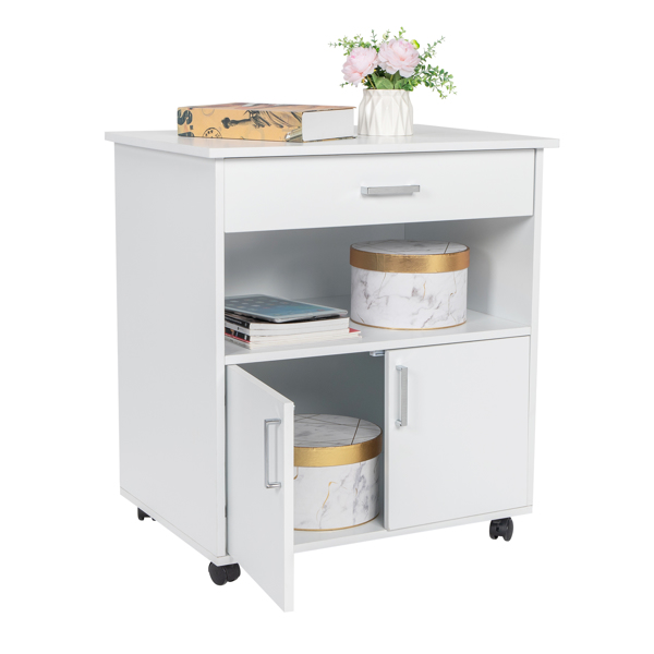 One Drawer One Layer Frame Double Doors MDF And PVC Wooden Filing Cabinet White