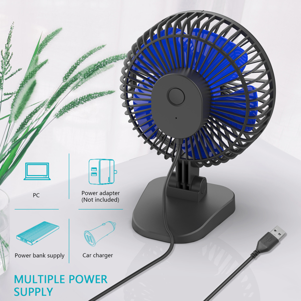 (ABC)USB Desk Fan, Small but Mighty, Quiet Portable Fan for Desktop Office Table, 40° Adjustment for Better Cooling, 3 Speeds, 4.9 ft Cord