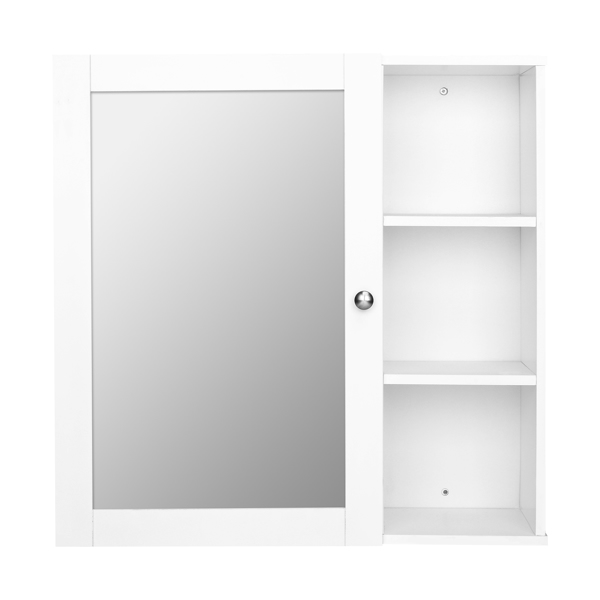 FCH Single Mirror Door 3 Compartment Storage Cabinet MDF Spray Paint white Bathroom Wall Cabinet