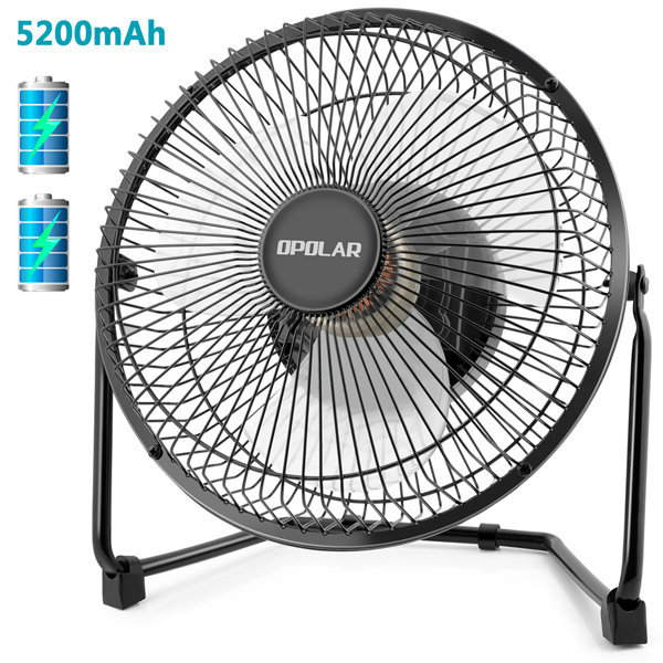 (ABC)Battery Operated and USB Powered Rechargeable Desk Fan with Two Batteries, 9 Inch Metal Frame, Enhanced Airflow, Lower Noise, Two Speeds, Personal Cooling Fan for Home & Office（亚马逊禁售)