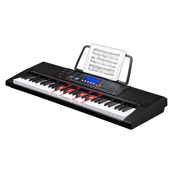 【Do Not Sell on Amazon】Glarry GEP-105 61 Key Portable Lighting Keyboard , Built In Speakers, Headphone, Microphone, Music Rest, LCD Screen, USB Port  for Beginners