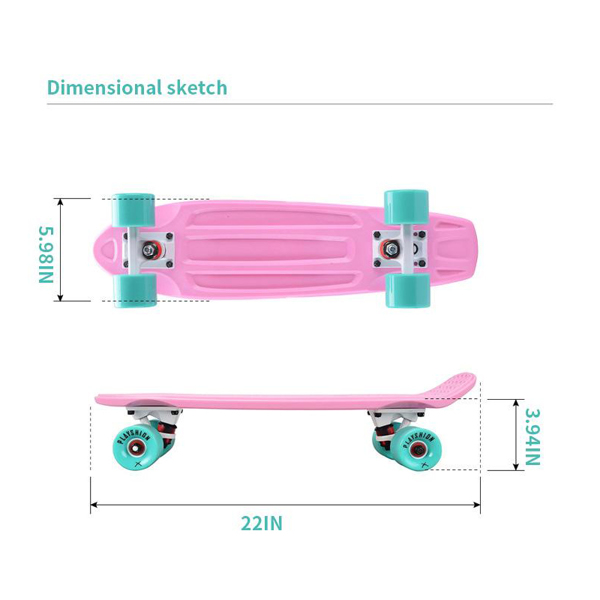 Skateboards 22" x 6" Complete Skateboards for Kids/ Youths/ Teens/ Beginners Pink
