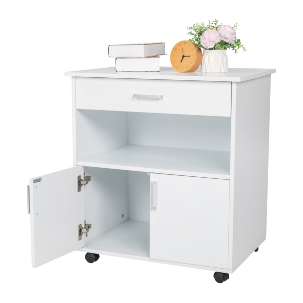 One Drawer One Layer Frame Double Doors MDF And PVC Wooden Filing Cabinet White