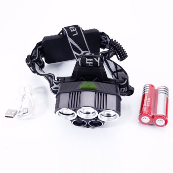 New Type 5-LED 5000LM 3 Modes White Light Aluminum Alloy LED Headlamp Black