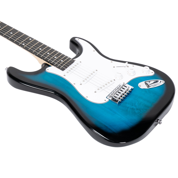 【Do Not Sell on Amazon】Glarry GST Stylish Electric Guitar with SSS Pickup,White Pickguard, 20W Amplifier Dark Blue