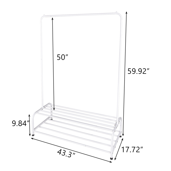 Clothing Garment Rack with Shelves, Metal Cloth Hanger Rack Stand Clothes Drying Rack for Hanging Clothes