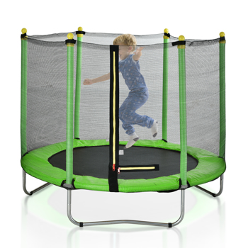 60\\" Round Outdoor Trampoline with Enclosure Netting Green