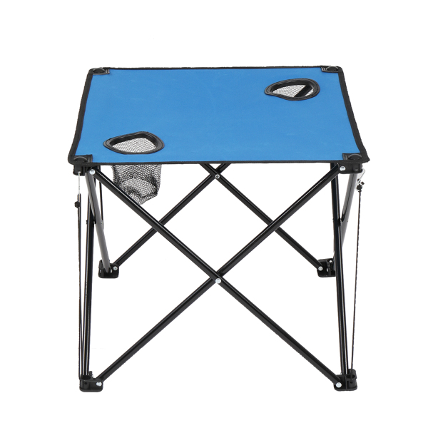 Oxford Cloth Steel Square Outdoor Folding Table  Blue