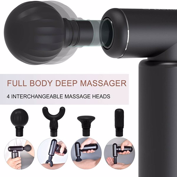 Massage Gun Deep Tissue Percussion Muscle Massager - Metal Handheld Electric Massager for Pain Relief Athletes Quiet Brushless Motor Cordless 1.1 lbs, 5 Speeds & 4 Attachments with Travel Case