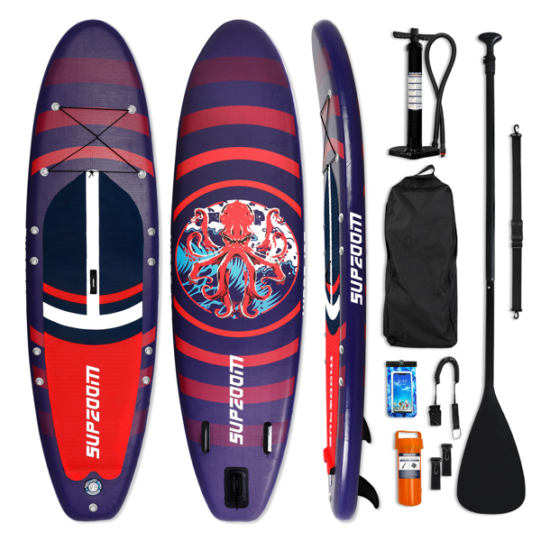 SUPZOOM Octopus Marine Life Inflatable 10'6×32"×6" SUP for All Skill Levels Everything Included with Stand Up Paddle Board, Paddle, Hand Pump, ISUP Travel Backpack, Leash, Waterproof Bag, Repair Kit
