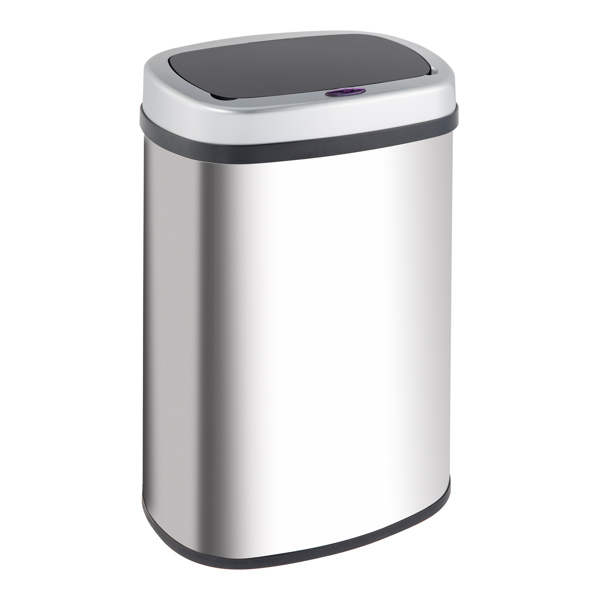 Smart Trash Can Cylindrical  Ordinary Mirror Barrel Body Φ30.5x78 Stainless Steel ABS Material Waterproof Black Induction Type Automatic