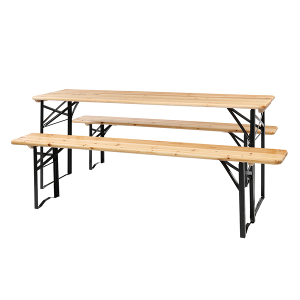 Picnic Combo 3PCS Set, 5.8FT Wood Table and Bench Set