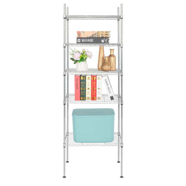 5 Tier Silver Metal Storage Rack