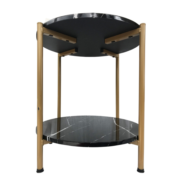 17inch Round End Table Small Table 9Lbs Faux Marble Coffee Table with Gold Metal Frame for Living Room Bedroom