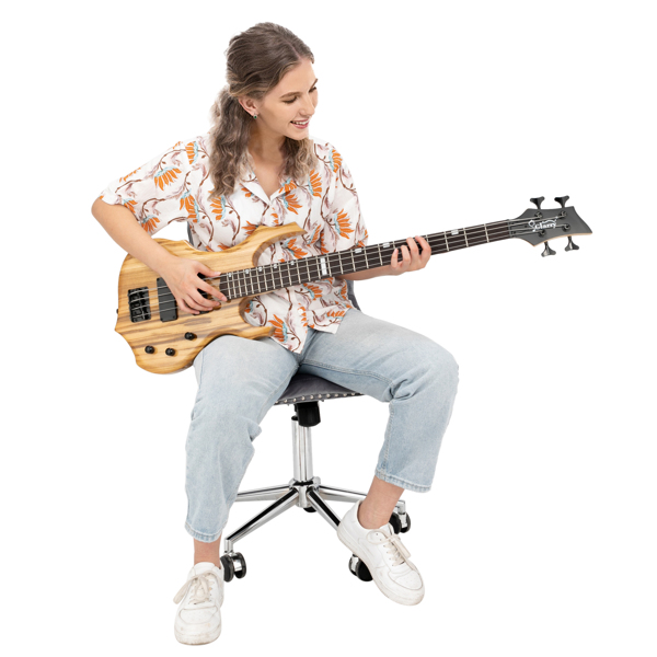 【Do Not Sell on Amazon】Full Size Glarry 4 String Burning Fire enclosed H-H Pickup Electric Bass Guitar with 20W Amplifier Bag Strap Connector Wrench Tool Burlywood