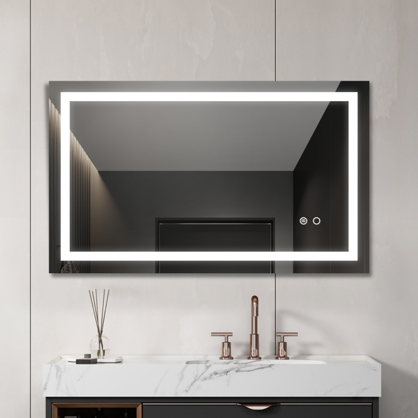 40"*24" LED Lighted Bathroom Wall Mounted Mirror with High Lumen Anti-Fog Separately Control Dimmer Function