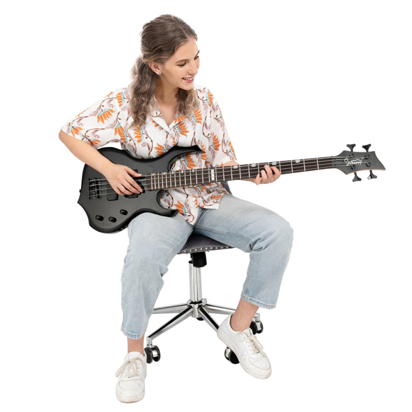 【Do Not Sell on Amazon】Full Size Glarry 4 String Burning Fire enclosed H-H Pickup Electric Bass Guitar with 20W Amplifier Bag Strap Connector Wrench Tool Black