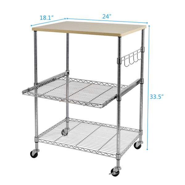 3-Tier Wire Rolling Kitchen Cart