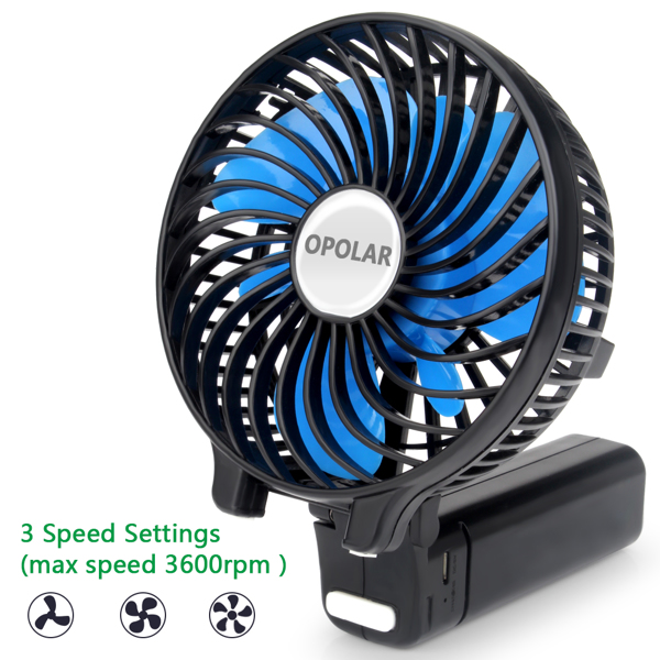 (ABC)Portable Mini Handheld Fan, 2200mAh Small Personal USB Rechargeable Cooling Fan, Battery Operated Hand Fan, 2 Batteries, 3 Speed, 2 in1 Desk Fan For Indoor & Outdoor Travel Camping（亚马逊禁售）