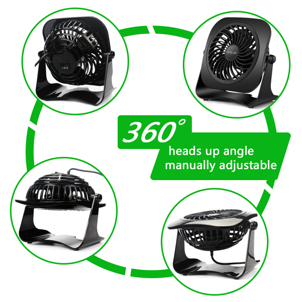 (ABC)4 Inch Mini USB Desk Fan, 2 Speeds, Lower Noise, USB Powered, 360° Up and Down, 3.8 ft Cable, Powerful Black Fan for Home and Office（亚马逊禁售）