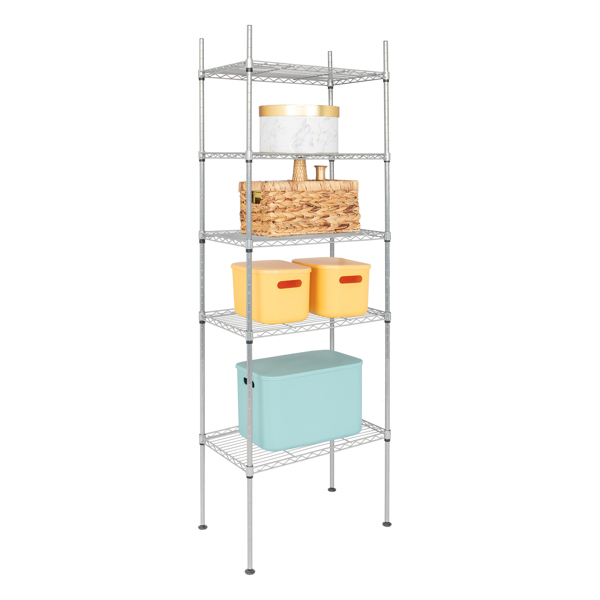 5 Tier Silver Metal Storage Rack