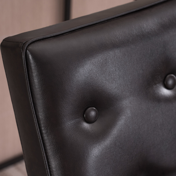 单人座 A款靠背拉点实木扶手 棕色PU 复古风 室内休闲椅 -30