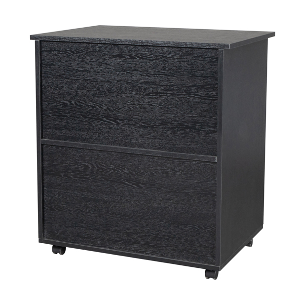 One Drawer One Layer Frame Double Doors MDF And PVC Wooden Filing Cabinet Black