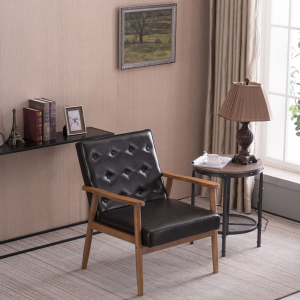 (75 x 69 x 84)cm Retro Modern Wooden Single Chair,Brown PU
