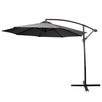 3M Garden Parasol, Patio Umbrella with 8 Sturdy Ribs, Outdoor Sunshade Canopy with Crank and Tilt Mechanism UV Protection Patio and Balcony Grey