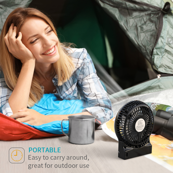 (ABC)Mini Portable Battery Operated Desk Fan with 3-13 Battery Life, Rechargeable & USB powered Handheld Fan for Desk Beach Camping, 3 Speeds, Strong Airflow, Internal Blue Light & Side Flash Light亚马逊