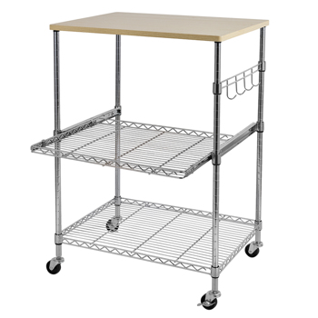 3-Tier Wire Rolling Kitchen Cart