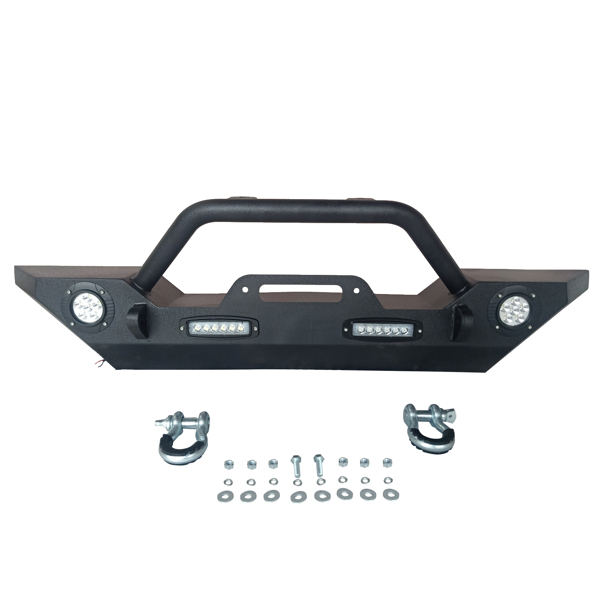 Front Bumper with Built-in LED Lights and For Jeep Wrangler 07-18 JK Unlimited