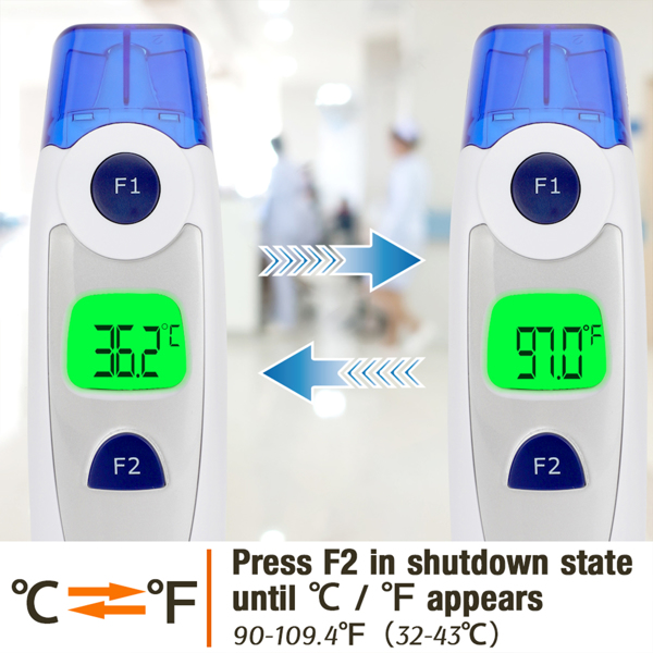 (ABC)Touchless Forehead Ear Thermometer for Adults Baby, Digital Infrared Thermometer for Object, Non-Contact Temporal Thermometer with Instant Accurate Reading, Fever Alarm and Memory Function