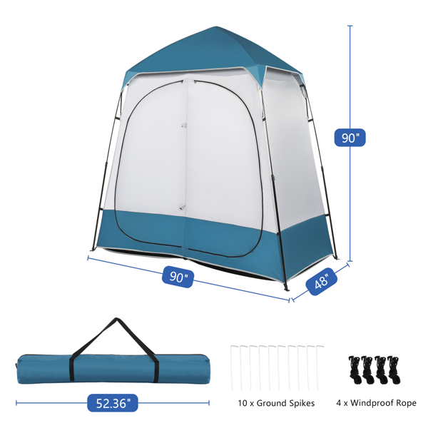 229*229*122cm Oxford Cloth Double Dressing Tent Blue/White