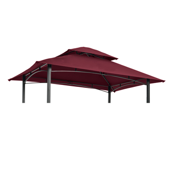 8x5Ft Grill Gazebo Replacement Canopy,Double Tiered BBQ Tent Roof Top Cover,Burgundy [Weekend can not be shipped, order with caution]