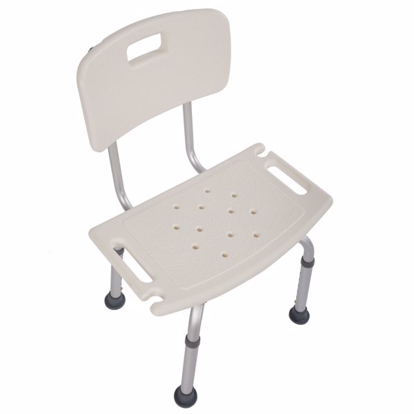 Medical Bathroom Safety Shower Tub Aluminium Alloy Bath Chair Seat Bench with Removable Back White