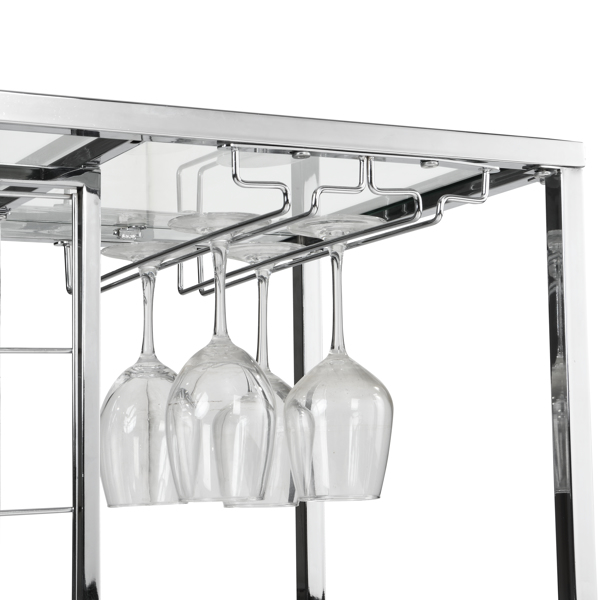 Contemporary Chrome Wine Rack Silver Modern Glass Metal Frame Wine Storage