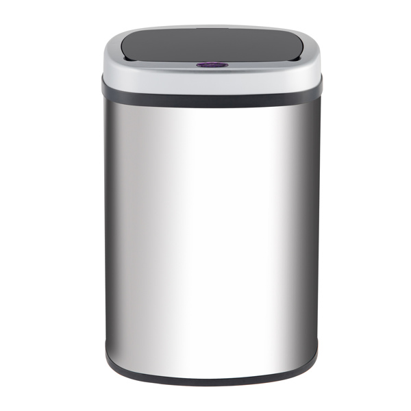 Smart Trash Can Cylindrical  Ordinary Mirror Barrel Body Φ30.5x78 Stainless Steel ABS Material Waterproof Black Induction Type Automatic