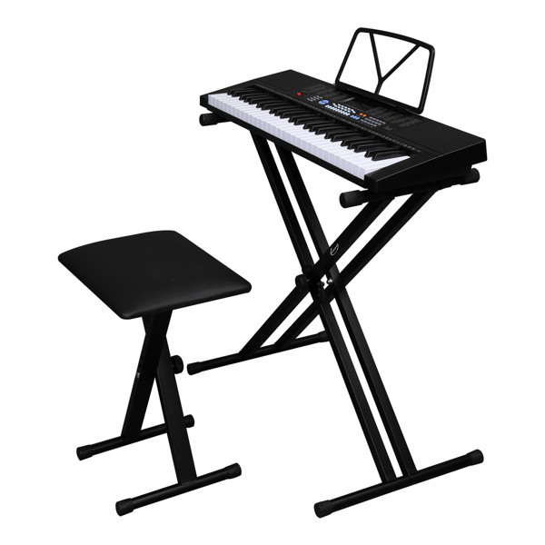 【Do Not Sell on Amazon】Glarry Dual-tube X-Shape Keyboard Stand and Folding Piano Bench Stool Seat