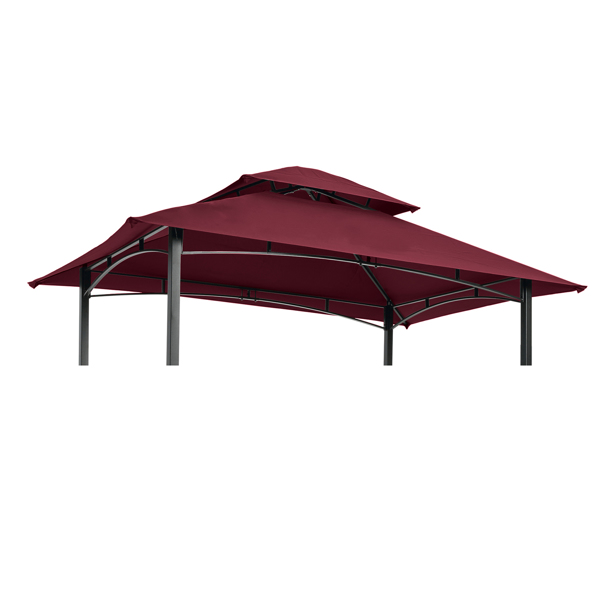 8x5Ft Grill Gazebo Replacement Canopy,Double Tiered BBQ Tent Roof Top Cover,Burgundy [Sale to Temu is Banned.Weekend can not be shipped, order with caution]